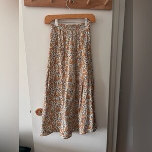 Rylee + Cru Orange and Cream Floral Maxi Skirt